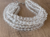 Clear Acrylic Choker Beaded Lucite Chunky Multi Strand Statement Necklace - Alana
