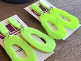 Neon Yellow Lucite Acrylic Big Dangle Statement Earrings - Sylvia