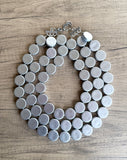Silver Statement Acrylic Beaded Chunky Multi Strand Necklace - Charlotte