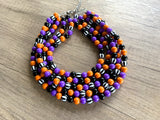 Halloween Orange Black Acrylic Big Beaded Statement Necklace | Alana | DLD Jewelry