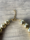 Shiny Gold Choker Acrylic Beaded Statement Necklace - Betty