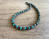 Mens Brown Turquoise Wood Jasper Stone Beaded Mens Necklace - Saul