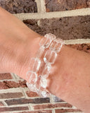 Clear Faceted Acrylic Beaded Womens Bracelet Jewelry Set - Jenny