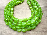Lime Green Acrylic Beaded Multi Strand Statement Necklace - Lauren