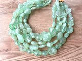 Mint Green Lucite Bead Acrylic Chunky Multi Strand Statement Necklace - Valerie