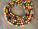 Multi Color Acrylic Bead Chunky Multi Strand Statement Necklace - Alana