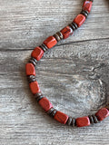 Mens Red Jasper Brown Coconut Wood Beaded Mens Necklace - Pascal