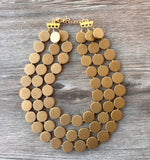 Gold Statement Lucite Bead Necklace Chunky Multi Strand Necklace - Charlotte