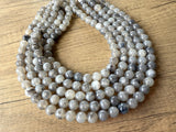 Gray White Acrylic Lucite Big Bead Chunky Multi Strand Necklace - Alana