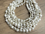 White Shell Acrylic Big Beaded Multi Strand Statement Necklace - Alana