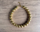 Shiny Gold Choker Acrylic Beaded Statement Necklace - Betty