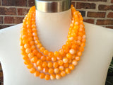 Orange Yellow Acrylic Big Bead Multi Strand Necklace - Alana