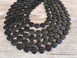 Black Wood Beaded Multi Strand Chunky Statement Necklace - Charlotte