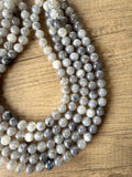 Gray White Acrylic Lucite Big Bead Chunky Multi Strand Necklace - Alana