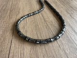 Mens Gray Hematite Beaded Stone Necklace | Aiden | DLD Jewelry
