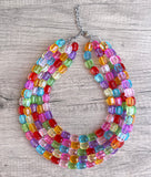 Multi Color Faceted Lucite Acrylic Bead Chunky Statement Necklace Jewelry Women - Leslie