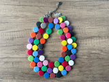 Multi Color Wood Beaded Multi Strand Statement Necklace - Charlotte