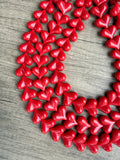 Red Heart Acrylic Beaded Statement Necklace - Amore