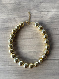 Shiny Gold Choker Acrylic Beaded Statement Necklace - Betty