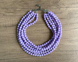 Lavender Purple Acrylic Beaded Multi Strand Womens Statement Necklace - Beth