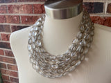 Clear Gold Acrylic Bead Chunky Multi Strand Statement Necklace - Ava