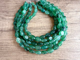 Green Acrylic Beaded Multi Strand Chunky Statement Necklace - Lauren
