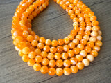Orange Yellow Acrylic Big Bead Multi Strand Necklace - Alana