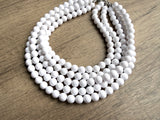 White Acrylic Big Bead Chunky Multi Strand Statement Necklace - Alana