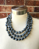 Gray Acrylic Beaded Multi Strand Statement Necklace - Julianna