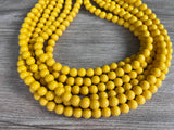 Dark Yellow Acrylic Lucite Bead Chunky Multi Strand Statement Necklace - Alana
