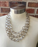 Clear Gold Acrylic Bead Chunky Multi Strand Statement Necklace - Ava