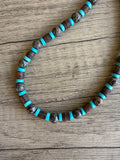 Mens Brown Turquoise Wood Jasper Stone Beaded Mens Necklace - Saul