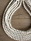 White Stone Magnesite Beaded Chunky Multi Strand Statement Necklace - Michelle
