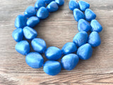 Blue Matte Resin Bead Multi Strand Statement Necklace - Nikki