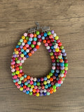 Multi Color Acrylic Big Bead Chunky Statement Necklace - Alana