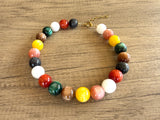 Multi Color Acrylic Beaded Choker Statement Necklace - Betty