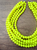 Neon Yellow Acrylic Lucite Bead Chunky Multi Strand Statement Necklace - Alana