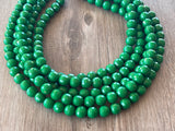 Green Faceted Big Bead Acrylic Lucite Chunky Multi Strand Necklace - Angelina