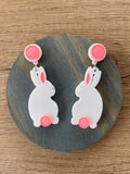 Easter Bunny Acrylic Big Dangle Statement Earrings