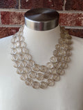 Clear Gold Lucite Bead Multi Strand Chunky Statement Necklace - Charlotte