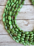 Green White Acrylic Beaded Multi Strand Statement Necklace | Lauren | DLD Jewelry