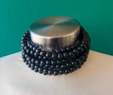 Black Choker Matte Beaded Acrylic Chunky Multi Strand Statement Necklace - Alana