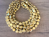 Shiny Gold Acrylic Statement Beaded Multi Strand Necklace - Nikki