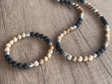 Lava Rock Jasper Mens Stretch Beaded Bracelet - Colin