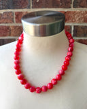 Red White Acrylic Big Beaded Chunky Multi Strand Necklace - Alana