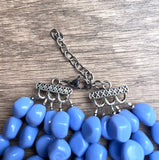 Carolina Blue Lucite Acrylic Beaded Chunky Multi Strand Statement Necklace - Julianna