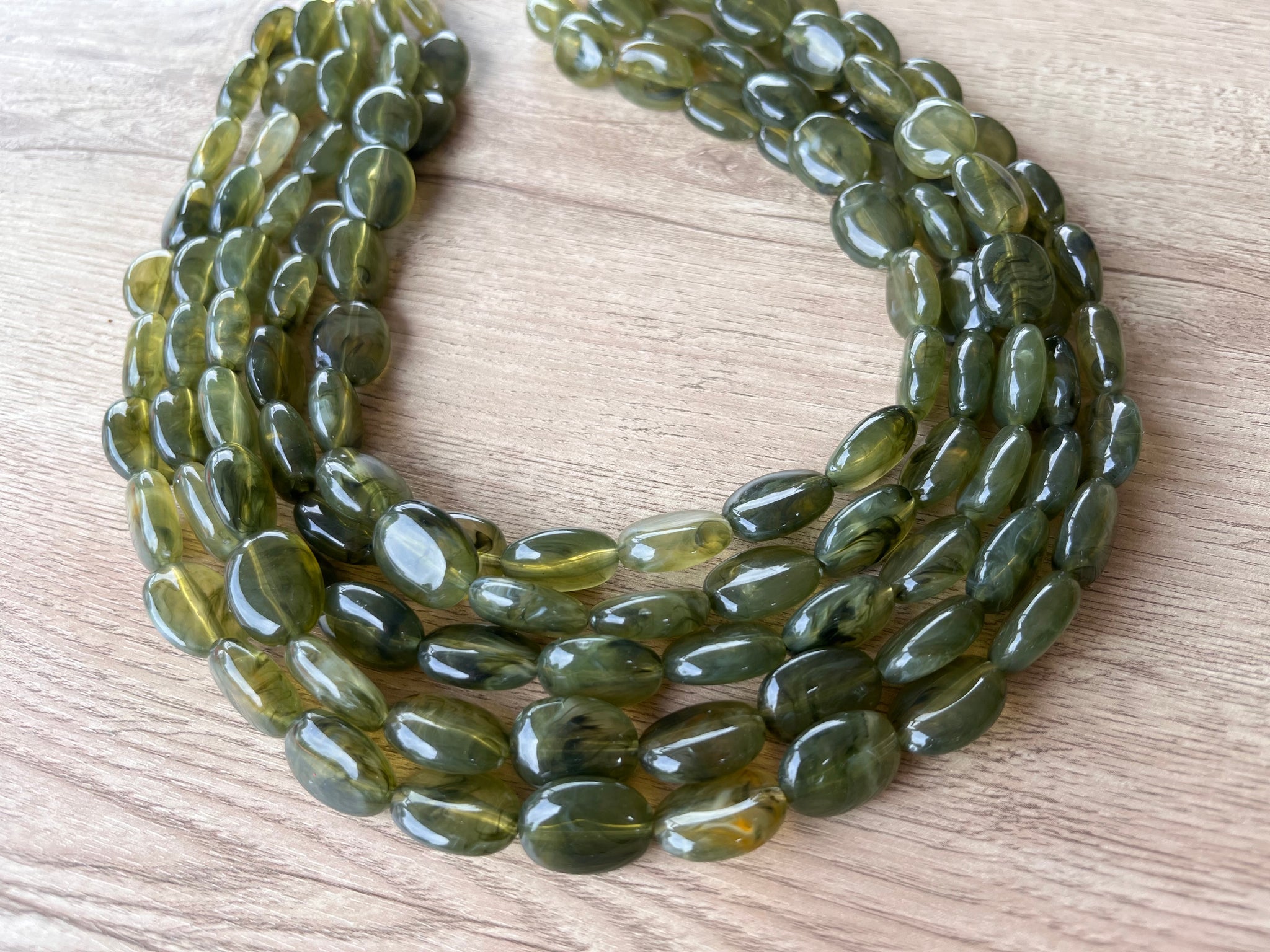 Olive green statement necklace sales