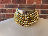 Shiny Gold Choker Big Beaded Acrylic Chunky Multi Strand Statement Necklace - Alana