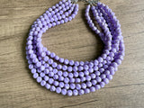 Lavender Purple Acrylic Beaded Multi Strand Womens Statement Necklace - Beth