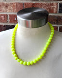 Neon Yellow Acrylic Beaded Multi Strand Statement Necklace - Alana